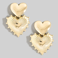 Double Layered Heart Drop Post Earrings