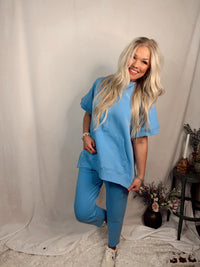 Chasing Comfort Half Zip Pullover - Denim Drift