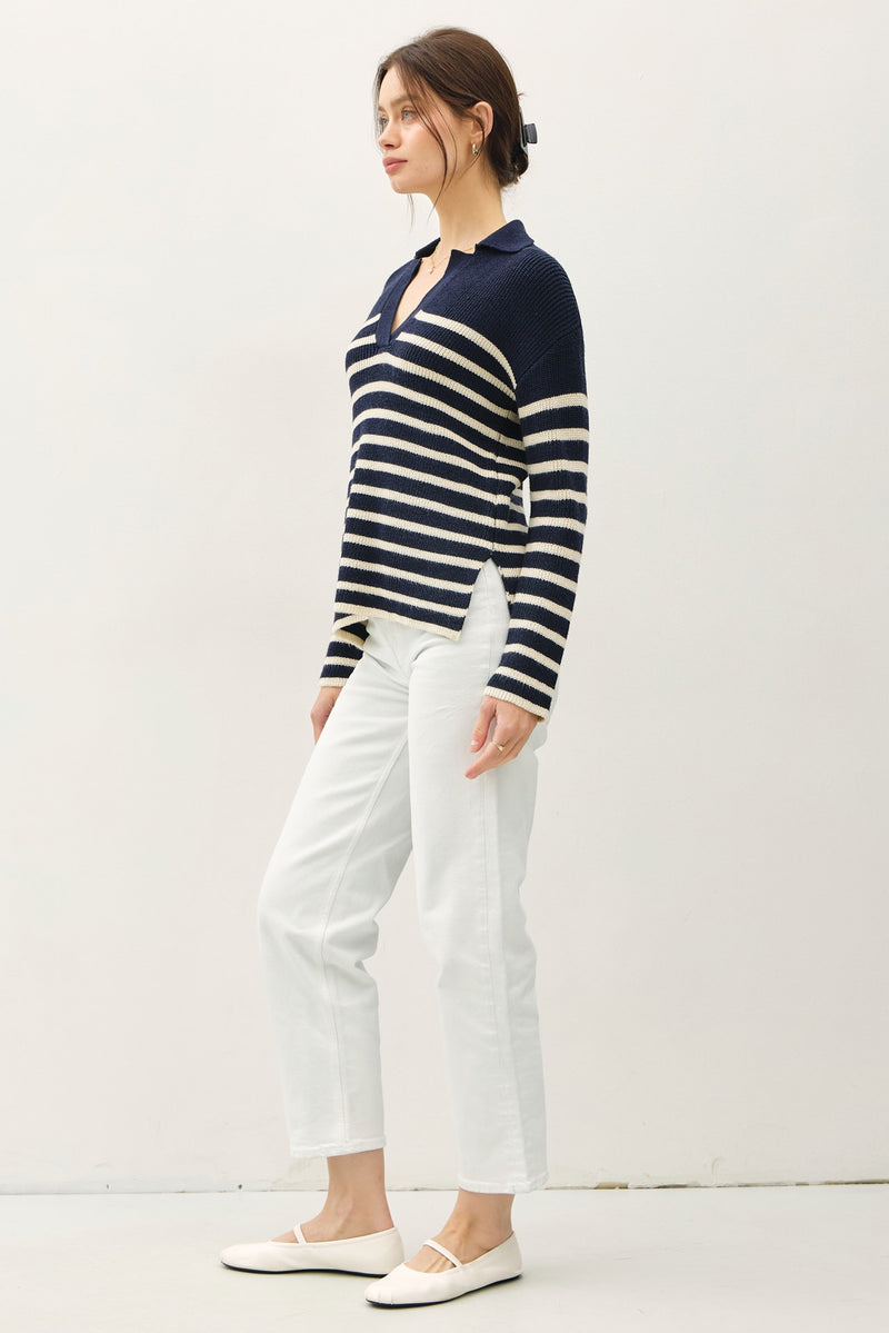 Stand Out Striped Collared Sweater