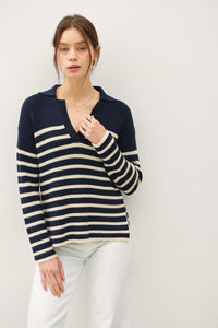 Stand Out Striped Collared Sweater