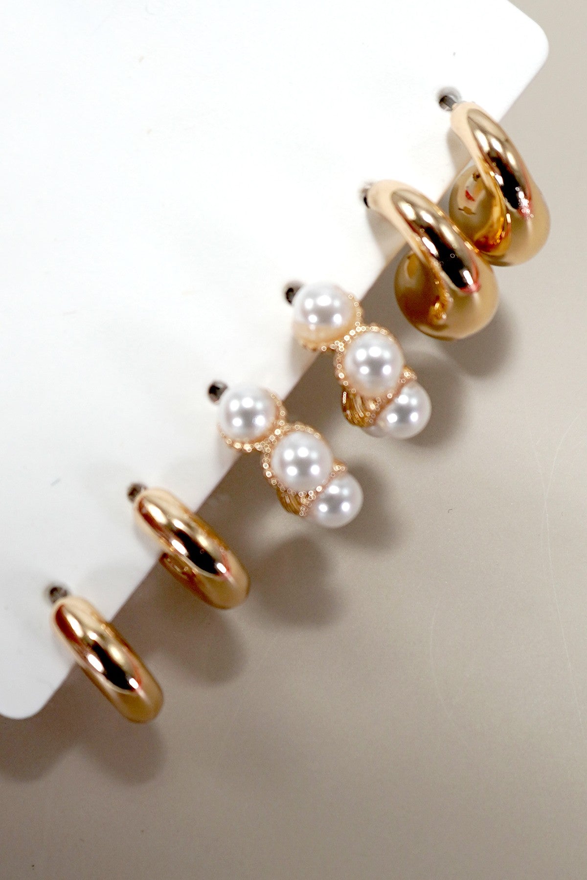 Pearl Huggie Trio Earrings Set