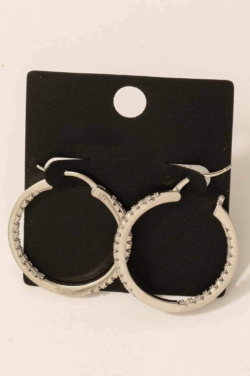 Luxe Latch Pave Cubic Zirconia + Gold Dipped Hoops