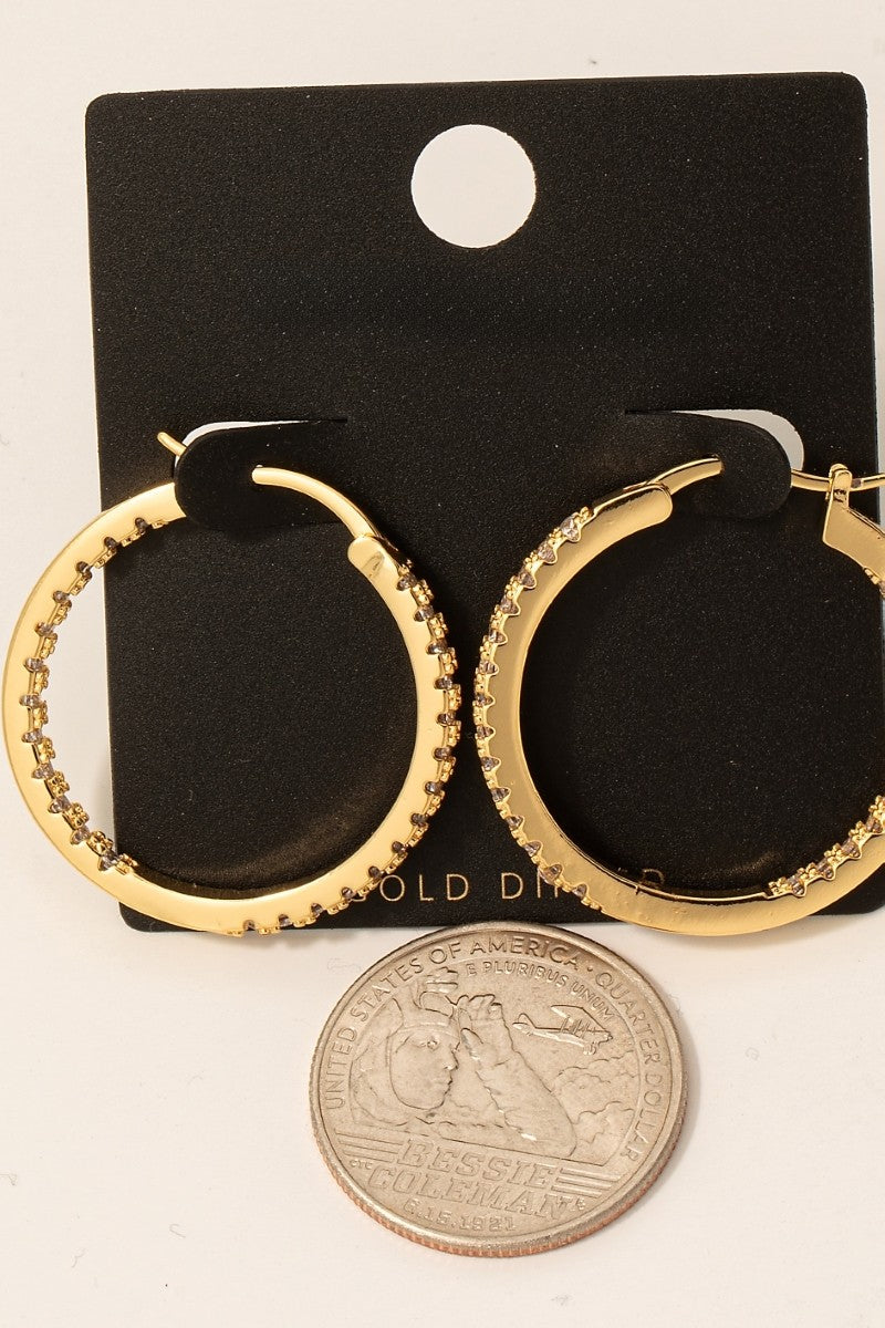 Luxe Latch Pave Cubic Zirconia + Gold Dipped Hoops