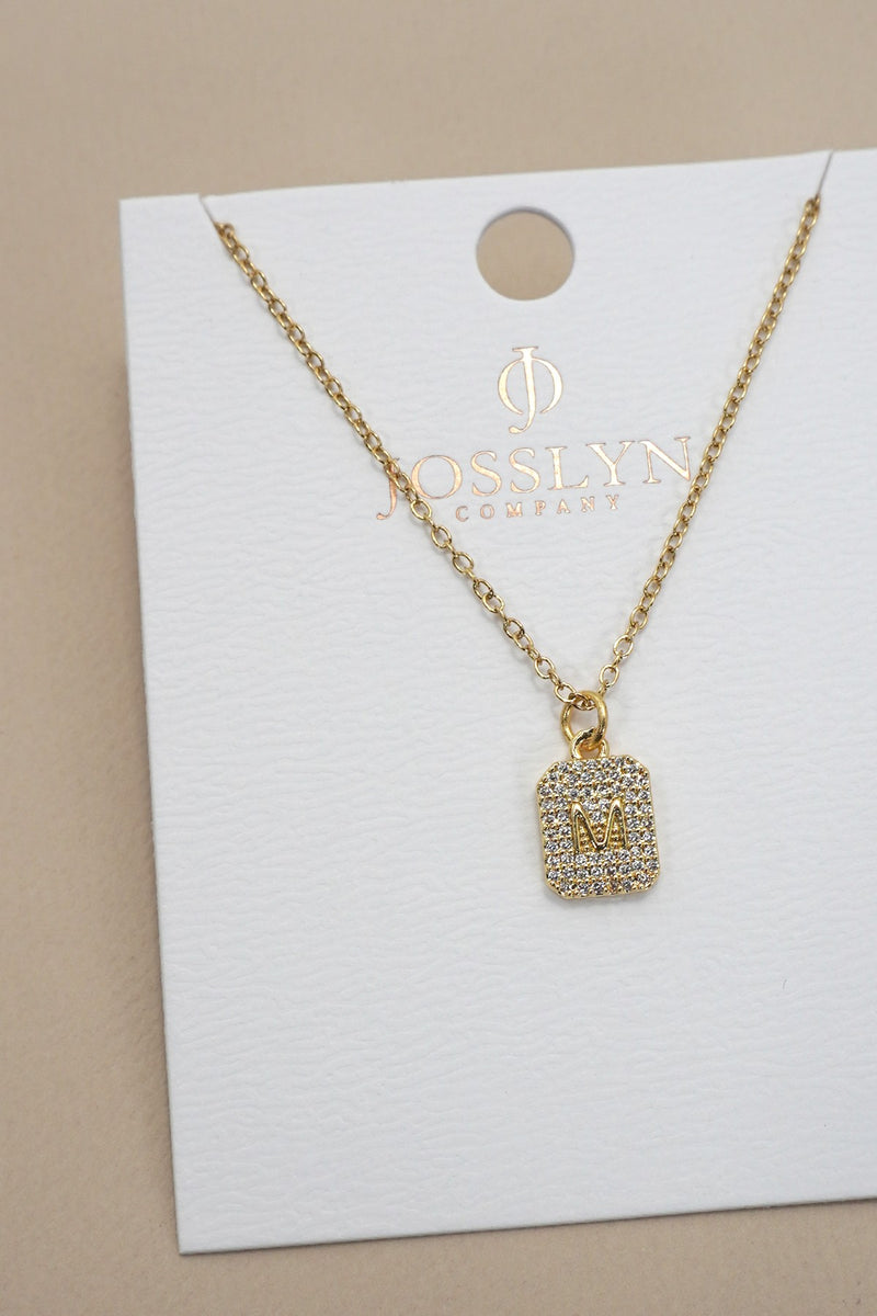 Assorted 18K Stainless Steel Rhinestone Initial Necklace