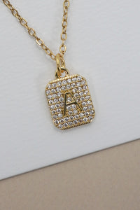 Assorted 18K Stainless Steel Rhinestone Initial Necklace