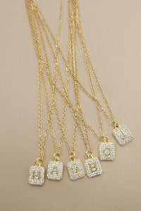 Assorted 18K Stainless Steel Rhinestone Initial Necklace