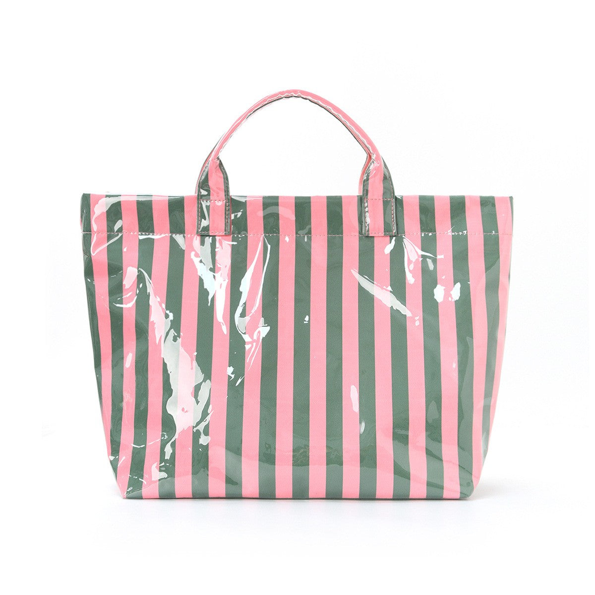 Cabana Club Carryall Large Vinyl Tote Bag in Pink & Green