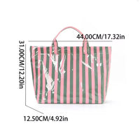 Cabana Club Carryall Large Vinyl Tote Bag in Pink & Green
