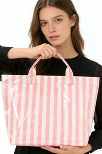 Pink Lemonade Cabana Club Carryall Large Vinyl Tote Bag