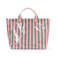 Cabana Club Carryall Large Vinyl Tote Bag in Pink & Green
