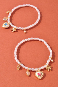Darling Dainty + Delicate Pearl Beaded Charm Bracelet