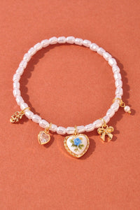 Darling Dainty + Delicate Pearl Beaded Charm Bracelet