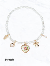 Darling Dainty + Delicate Pearl Beaded Charm Bracelet