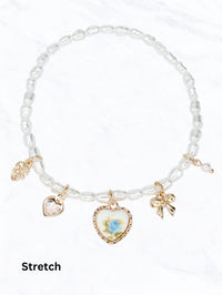 Darling Dainty + Delicate Pearl Beaded Charm Bracelet
