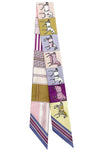 Assorted Satin Printed Twilly Scarf Belts / Necklaces - Pastel Equestrian