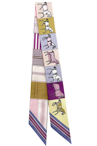 Assorted Satin Printed Twilly Scarf Belts / Necklaces - Pastel Equestrian