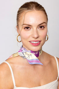 Assorted Satin Printed Twilly Scarf Belts / Necklaces - Pastel Equestrian