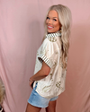 Greece Getaway Printed Contrast Button Up Top - Olive