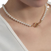 Collect & Curate Beaded Pearl Chain 18K Gold Dipped Stainless Steel Charm Necklace