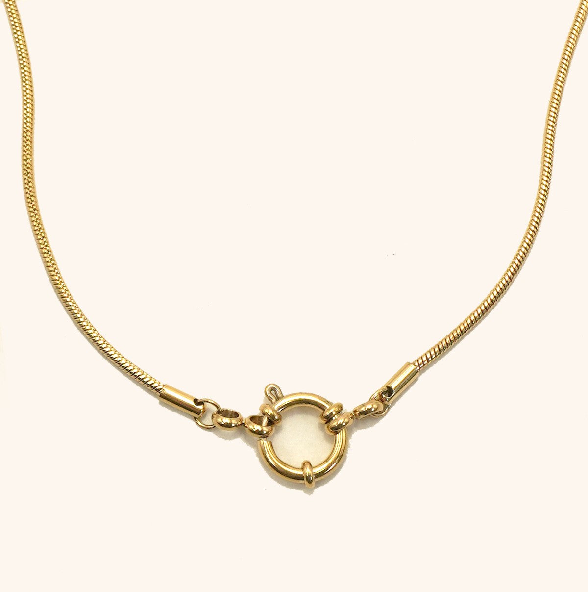 Collect & Curate Snake Chain 18K Gold Dipped Stainless Steel Charm Necklace