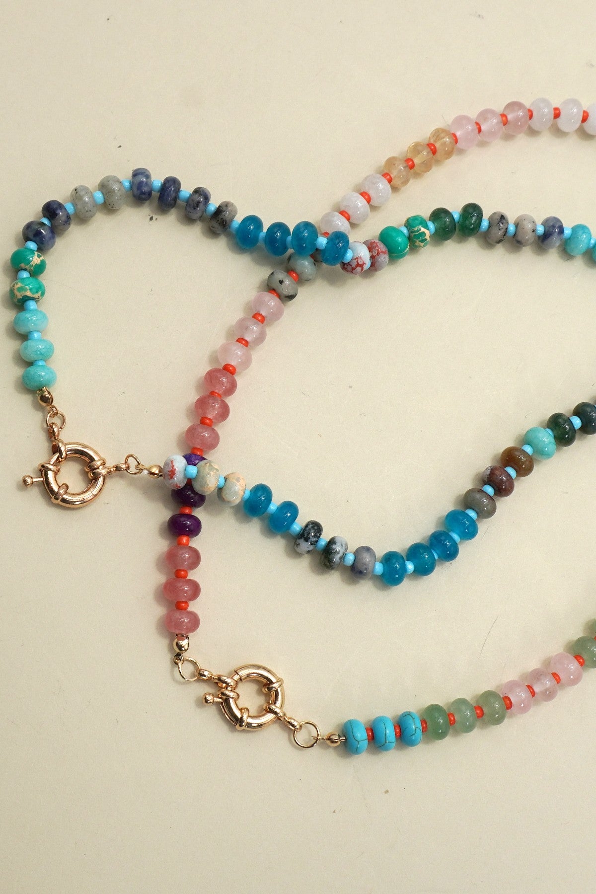 Collect & Curate Tulum Tides Mixed Natural Stones Spring Clasp Necklace