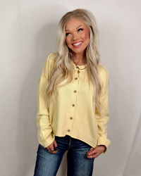 Golden Hour Button Down Knit Cardigan - Butter Yellow