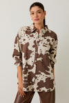 Rodeo to Runway Chocolate Animal Print Button Up Blouse