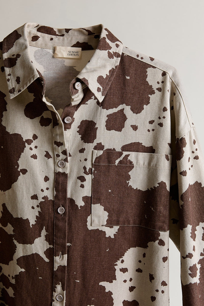 Rodeo to Runway Chocolate Animal Print Button Up Blouse