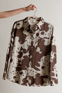 Rodeo to Runway Chocolate Animal Print Button Up Blouse