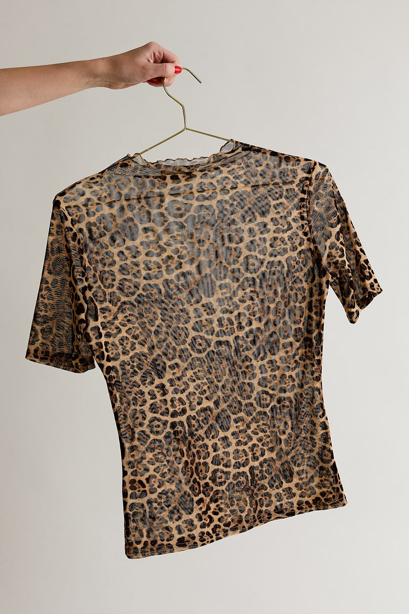 Sultry Safari Leopard Print Mesh Top