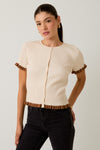 Cocoa & Cream Ruffle Sleeve Knit Top