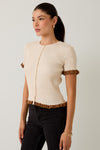 Cocoa & Cream Ruffle Sleeve Knit Top