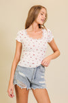 Feminine Floral Lace Trim Top - Pink