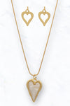 Angelic Heart Of Pearl Necklace + Earrings SET