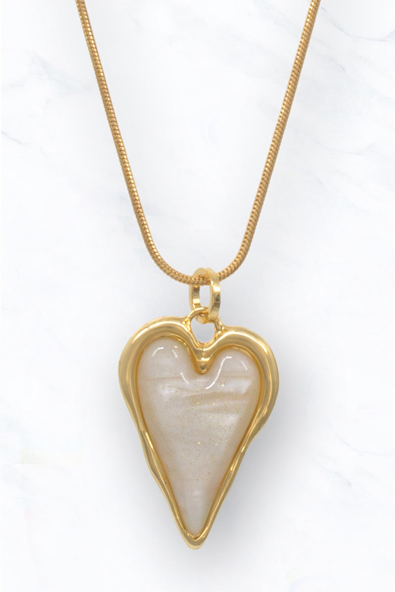 Angelic Heart Of Pearl Necklace + Earrings SET