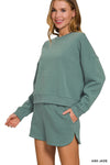 Covered In Comfort Top + Shorts Two Piece SET - in Ash Jade