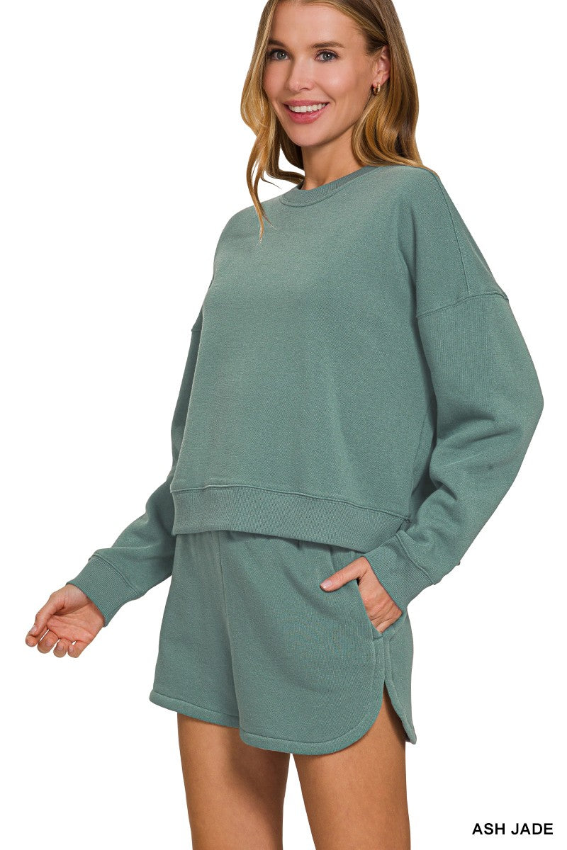 Covered In Comfort Top + Shorts Two Piece SET - in Ash Jade