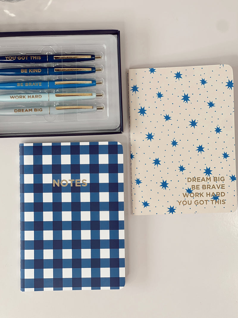 Shades of Blue Set of 2 Notebooks/5pc Pen SET