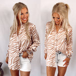Top Notch Printed Button Up Blouse