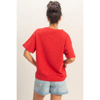Love Language Essential Basic Knit Top - Red