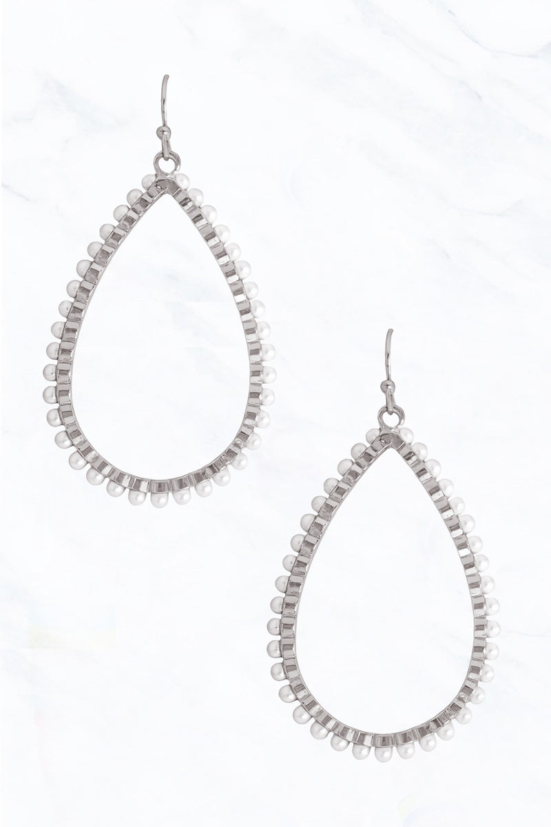 Pearl Trim Teardrop Earrings