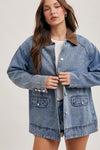 Dusty Trail Corduroy Collar Denim Barn Jacket