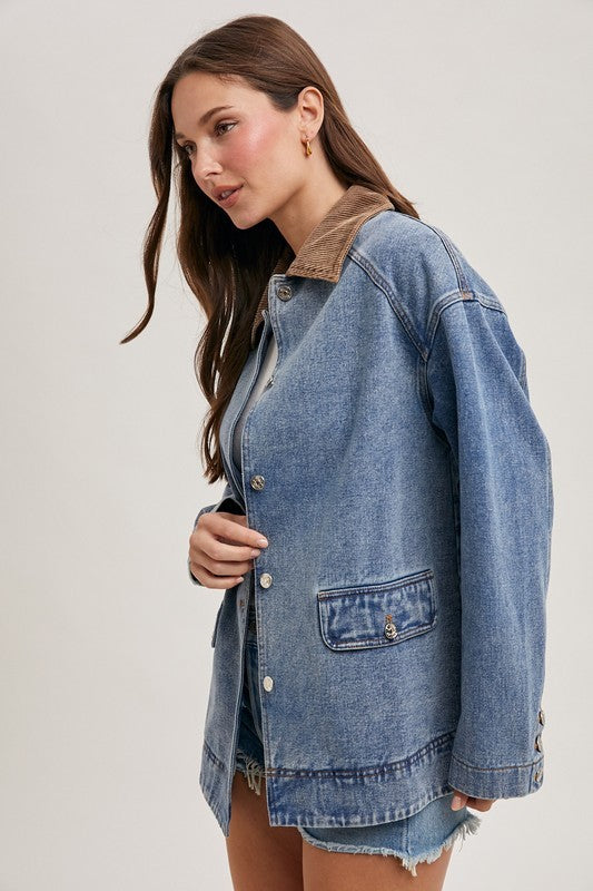Dusty Trail Corduroy Collar Denim Barn Jacket