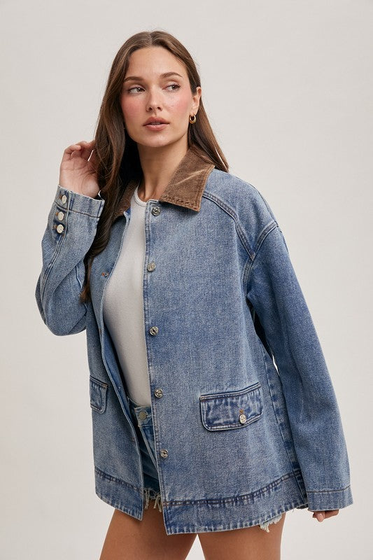 Dusty Trail Corduroy Collar Denim Barn Jacket
