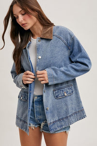 Dusty Trail Corduroy Collar Denim Barn Jacket