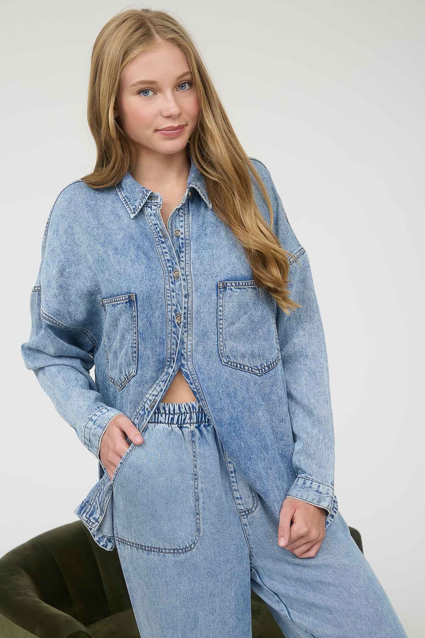 Denim Days Long Sleeve Button Up - Chambray
