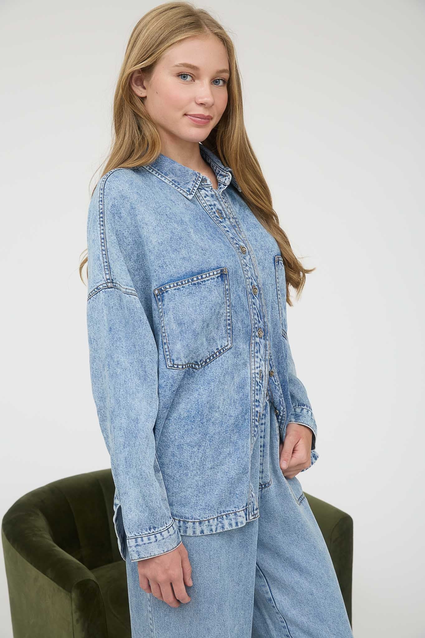 Denim Days Long Sleeve Button Up - Chambray
