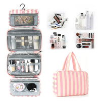 Sunset Boulevard Striped Hanging Travel Toiletry / Makeup Organizer Bag