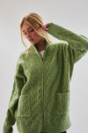 Serene In Sage Cable Knit Zip Up Jacket