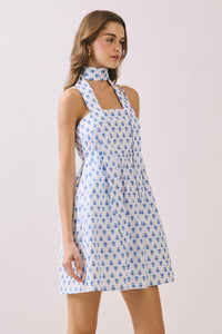 Porcelain Picnic Floral Printed Mini Dress + Matching Scarf
